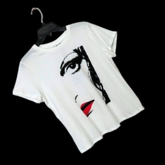 NWT Womans Diane Von Furstenberg X Target Iconic Red Lip White Tee Shirt SZ M - Picture 1 of 5